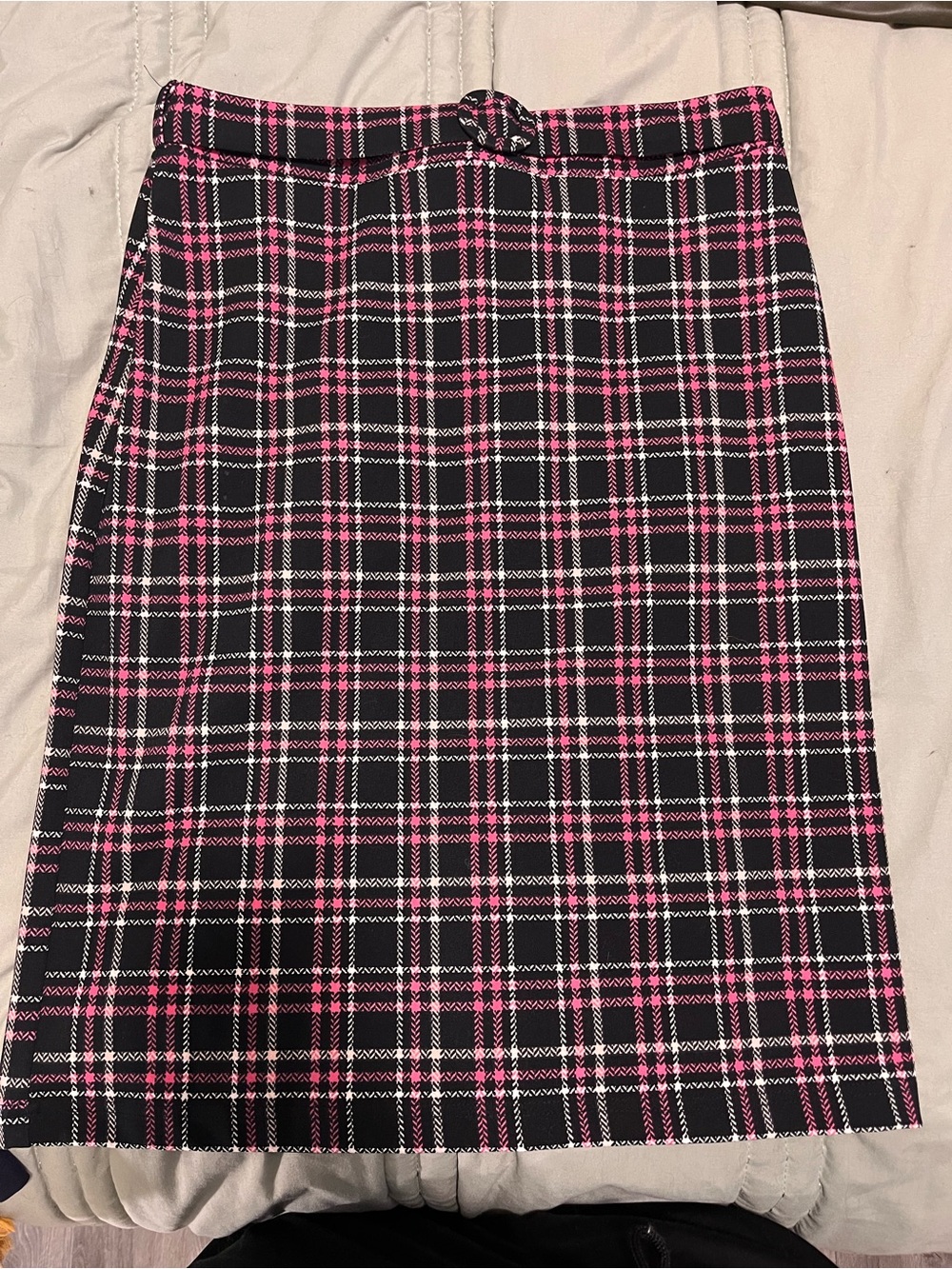 Cato Black Plaid Pencil Skirt with Pink Accents